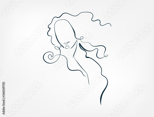 Venus famous painting line one art isolated vector illustration