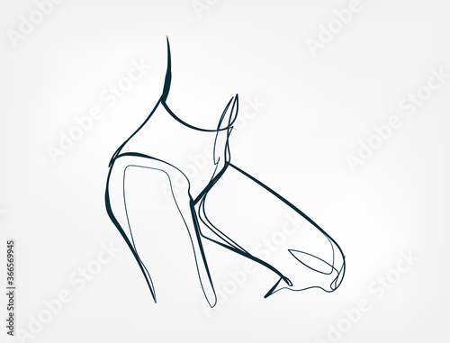 body girl figure line one art isolated vector illustration