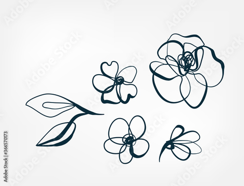 flower line one art isolated vector illustration
