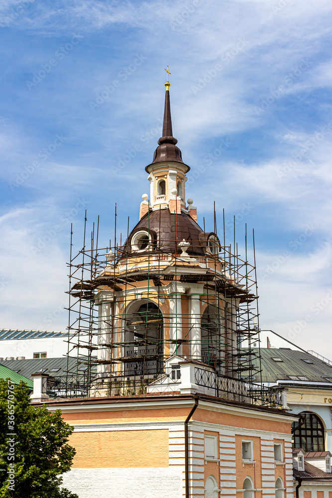 Bell tower of the Znamensky monastery in Zaryadye Park