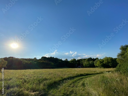 Romanian countryside with road through the field