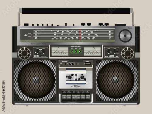 Vintage Stereo Recorder 1980s Stylization, Sound System, 