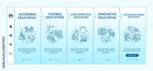 Distance learning pros onboarding vector template. Online education. Synchronous learning. Responsive mobile website with icons. Webpage walkthrough step screens. RGB color concept