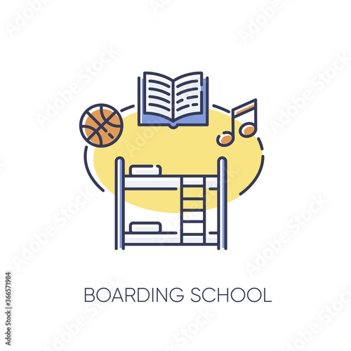 Boarding school RGB color icon. Educational institution with extracurricular activities and accommodation for students. College dorm. Isolated vector illustration