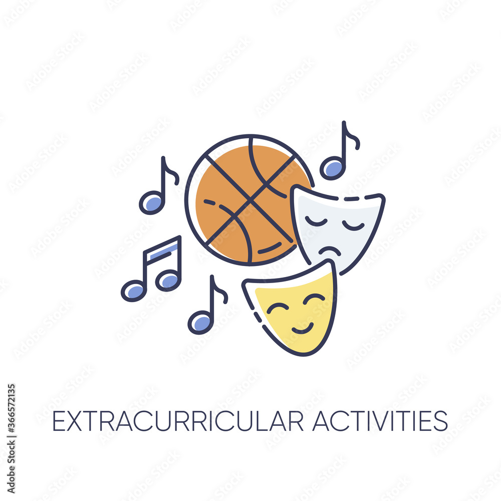 Extracurricular activities RGB color icon. Different academic clubs ...