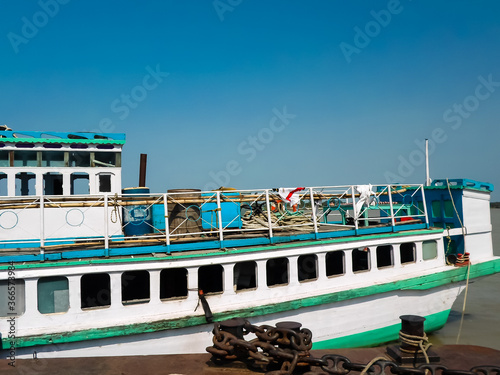 A Cruise Boat on the Ganges River. Boat Ride in River Ganges. For One Day Ferry Trip Ferry Service by WBTC West Bengal Transport Corporation on Ganges at Kolkata India South Asia Pacific.