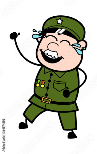 Cartoon Military Man Laughing