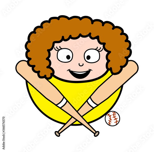 Cartoon Young Lady Baseball Mascot