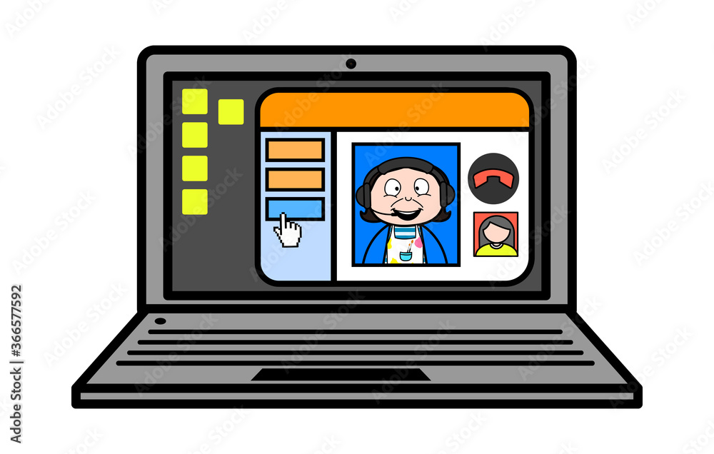 Cartoon Artist Video Call on Laptop Cartoon Artist Video Call on Laptop