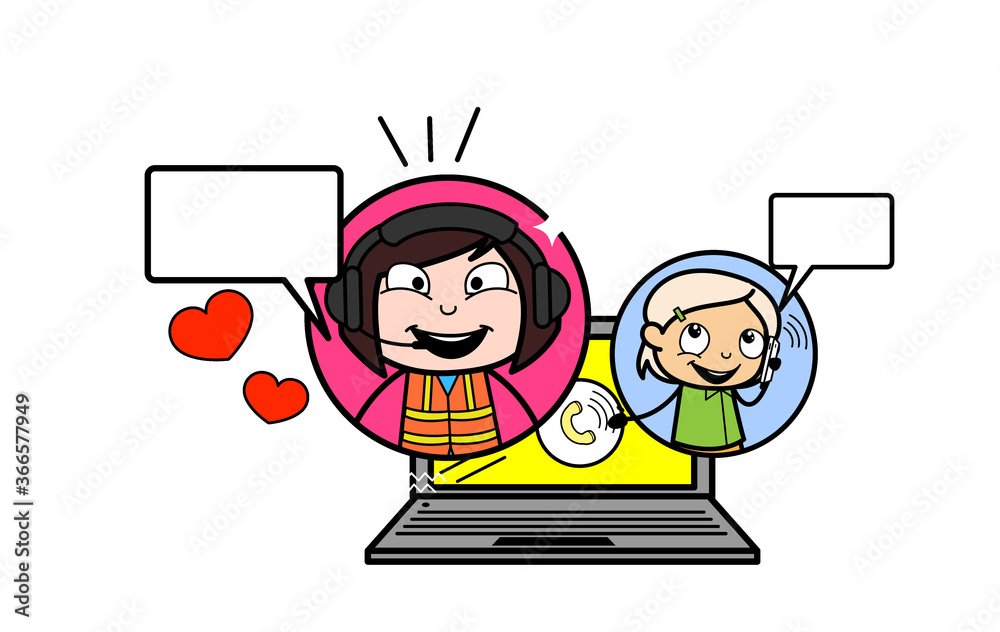 Cartoon Lady Engineer Online Calling Cartoon Lady Engineer Online Calling