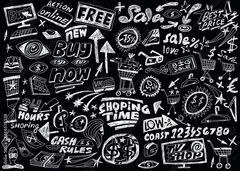 Shopping   -  doodles set  vector