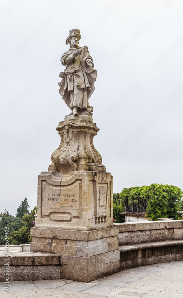 The statue in front of the Bom Jesus do Monte, Braga, Portugal.