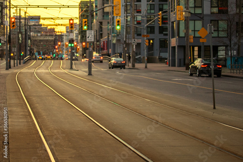 Photography Streetcar Tracks at Sunset