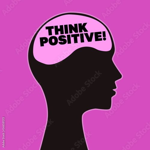 Positive mind illustration. Thoughts in head.