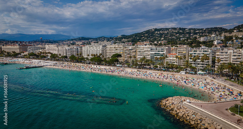 The Beaches of Cannes and Croisette at the Cote D Azur in South France © 4kclips