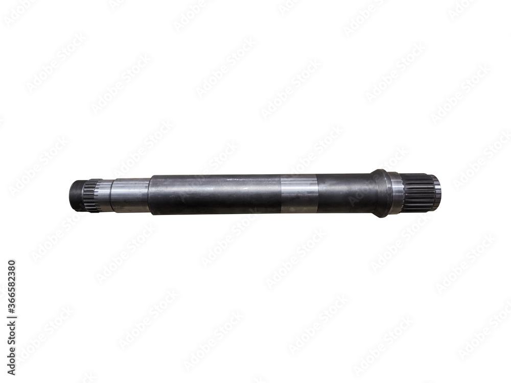 Transmission shaft of the tractor on isolated white background. New spare parts. Transmission shaft of the tractor on isolated white background. New spare parts.