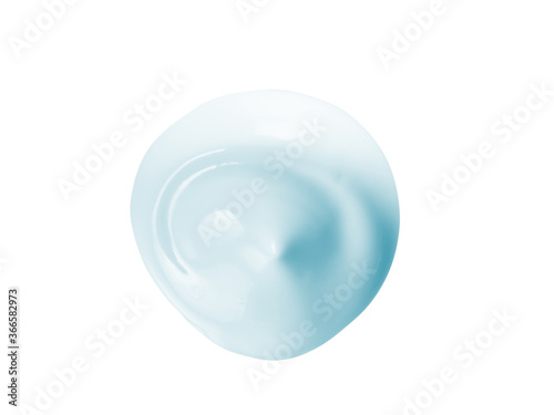 Blue color cosmetic cream drop isolated on white background. Creamy skincare product swatch