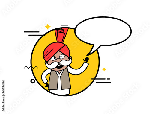 Cartoon Haryanvi Old Man with Chat Bubble