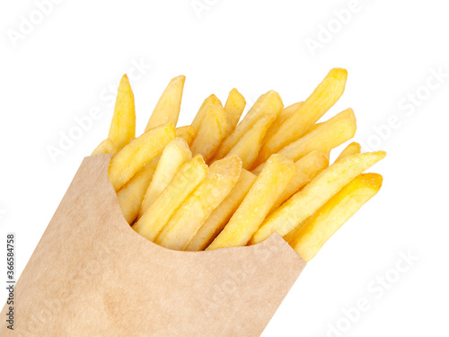 American fried potato in paper basket isolated on the white