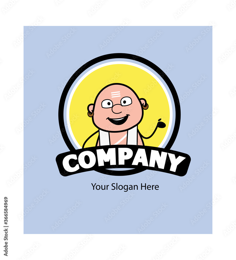 Cartoon South Indian Pandit as Company Logo Cartoon South Indian Pandit as Company Logo