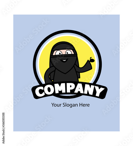 Cartoon Muslim Woman as Company Logo