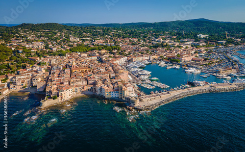 View over Saint Tropez in France located at the Mediterranian Sea at the Cote D Azur - travel photography photo