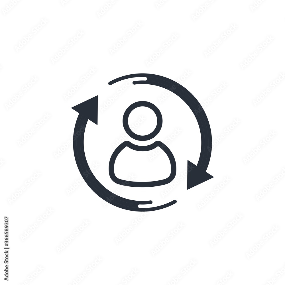 Replace person.Vector linear icon isolated on white background. Replace person.Vector linear icon isolated on white background.