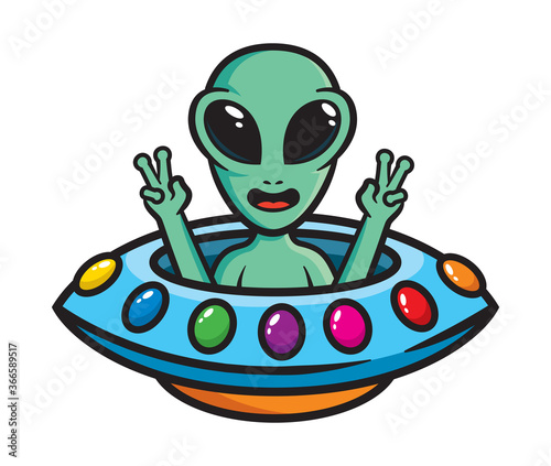 Alien peace hand Vector Illustration