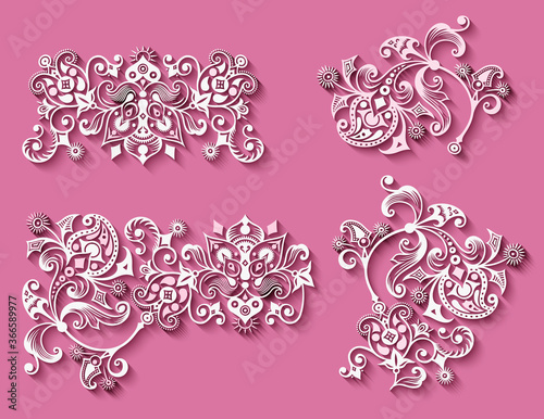 Vector modern volumetric floral elements