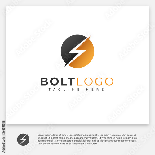 Bolt logo lightning symbol with black and orange colors combination