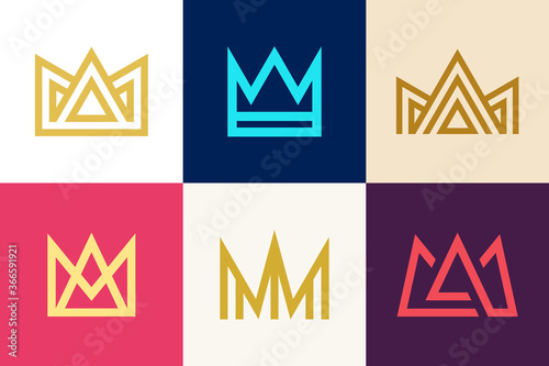 Set of Crown Logo. Icon design. Template elements