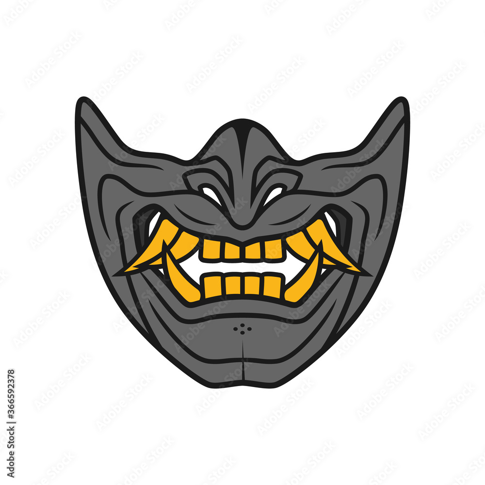 Japanese Samurai Warrior Mask, samurai menpo mask vector illustration Stock  Vector | Adobe Stock