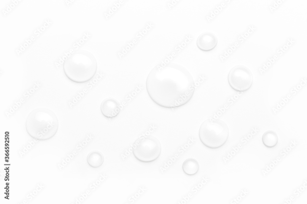 drops of water on a white background, top view drops of water on a white background, top view