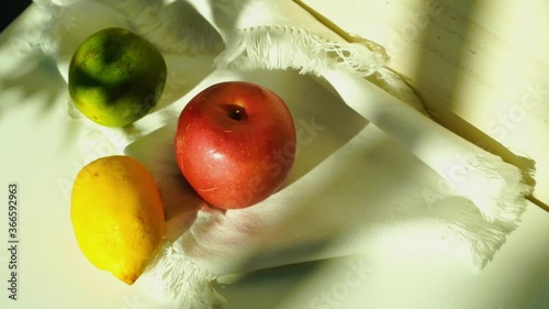 Panning shot of assorted fruits in the afternoon 4k (30fps)