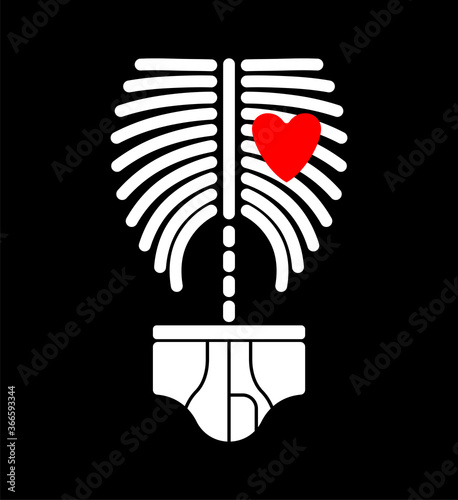 Skeleton in underpants. Ribs and spine. vector illustration