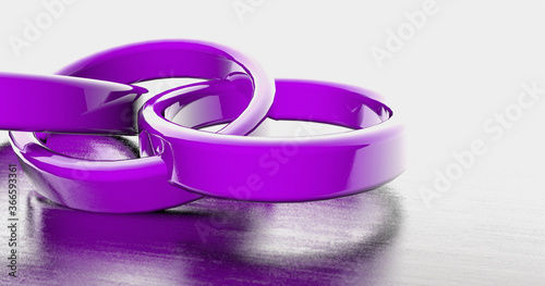 3D rings isolated on white background render.