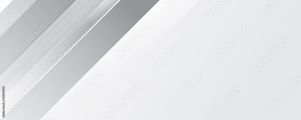Grey and white smooth stripes technology banner design. Abstract geometric vector background Grey and white smooth stripes technology banner design. Abstract geometric vector background