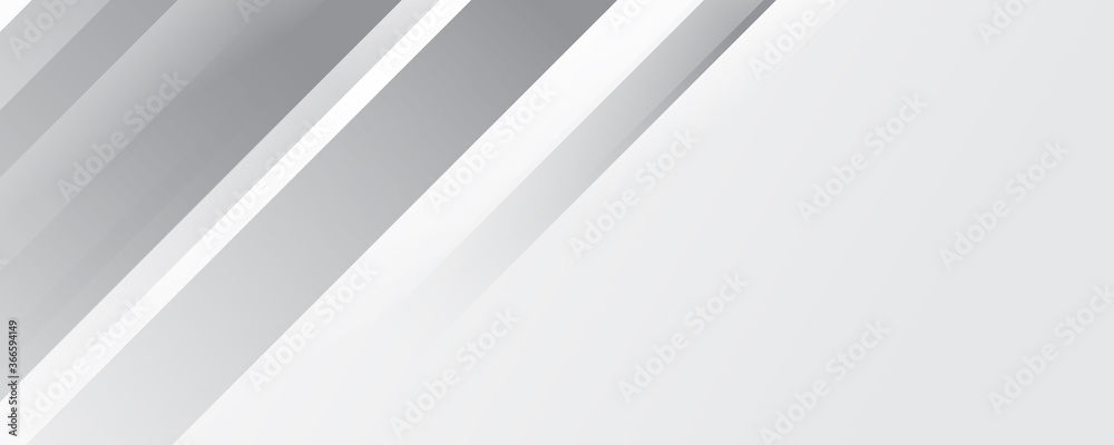 Grey and white smooth stripes technology banner design. Abstract geometric vector background Grey and white smooth stripes technology banner design. Abstract geometric vector background