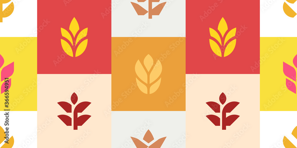 Seamless pattern with Wheat. Icon design. Template elements