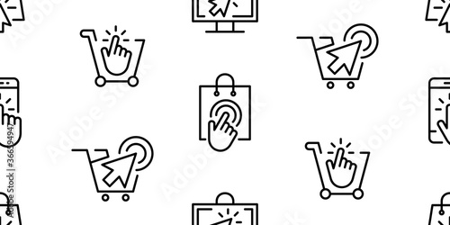Seamless pattern with Online Shop. Icon design. Template elements