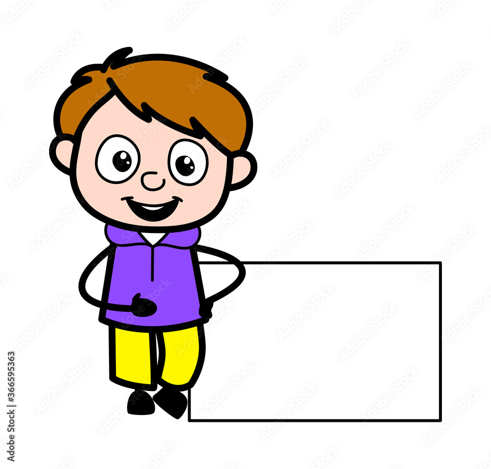 Cartoon Boy with Empty Banner