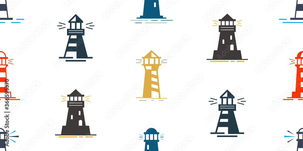 Seamless pattern with Lighthouse. Icon design. Template elements Seamless pattern with Lighthouse. Icon design. Template elements