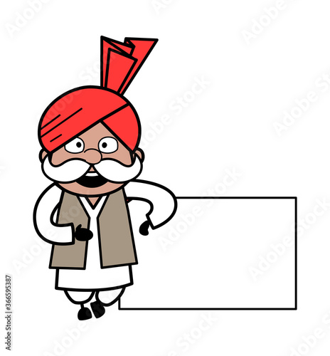 Cartoon Haryanvi Old Man with Empty Banner