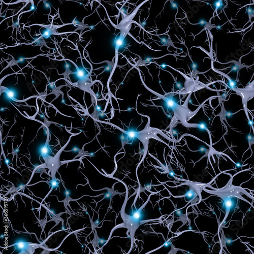 Seamlessly Repeatable Brain Cells Pattern. 3D rendering © rolffimages