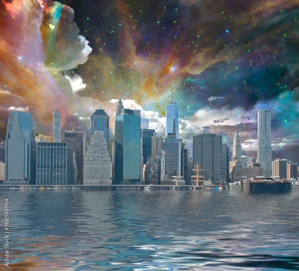 Fantasy New York City. 3D rendering