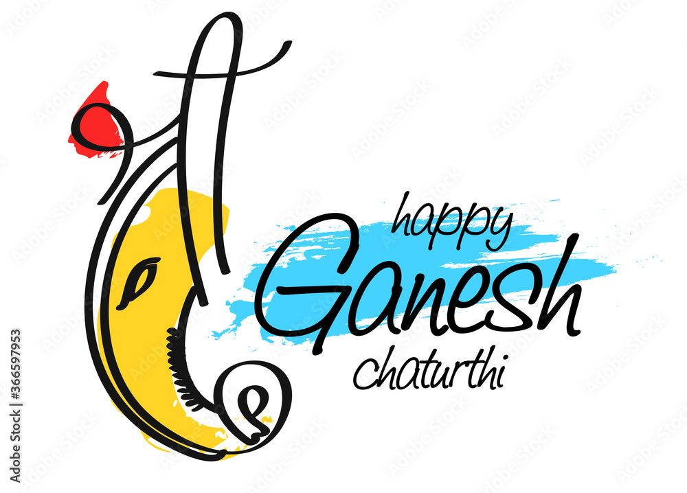 Obraz premium Lord Ganesha , Ganesh festival illustration of Lord Ganpati background for Ganesh Chaturthi festival of India