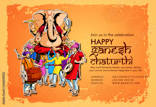 Lord Ganesha , Ganesh festival illustration of Lord Ganpati background for Ganesh Chaturthi festival of India