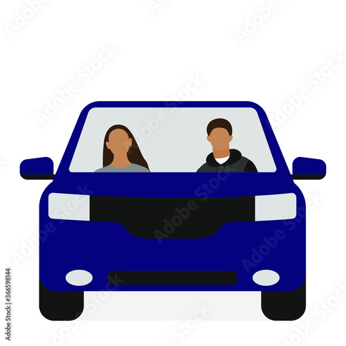 
Female character and male character in car