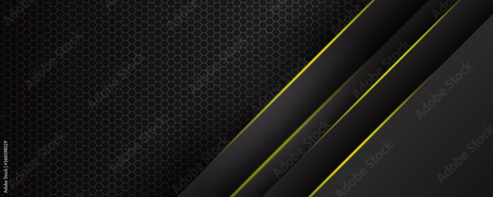Black and yellow smooth stripes abstract corporate graphic design. Geometric dark material background. Vector illustration Black and yellow smooth stripes abstract corporate graphic design. Geometric dark material background. Vector illustration