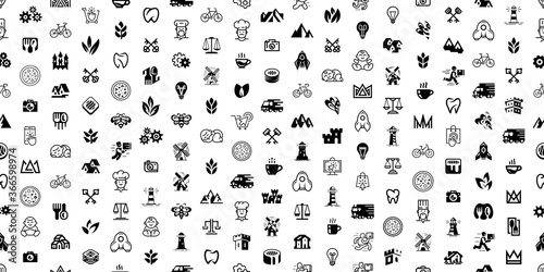Seamless pattern with Logos. Abstract logos set. Icon design. Template elements 
